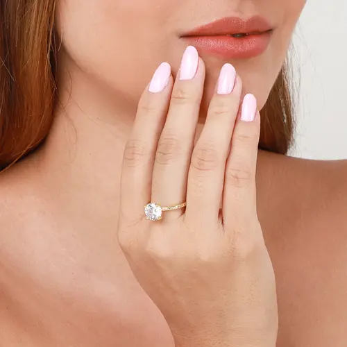 ANEL SEMIJOIA SOLITÁRIO COM BORDA CRAVEJADA - LUIZA MOTA REF. 262287