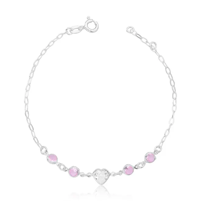 PULSEIRA PRATA 925 CORAÇÃO COM CÍRCULOS E ZIRCONIA - LUIZA MOTA