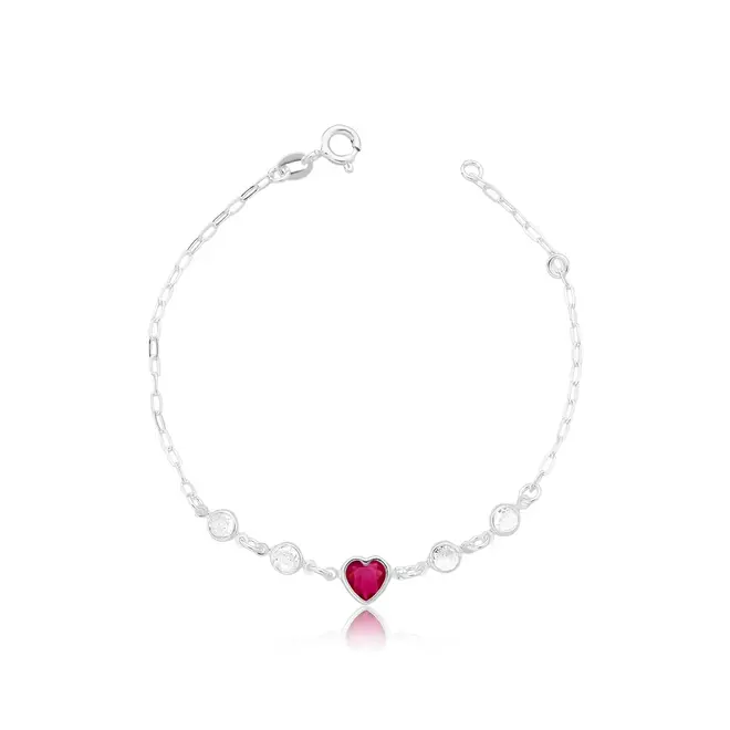 PULSEIRA PRATA 925 CORAÇÃO COM CÍRCULOS E ZIRCONIA - LUIZA MOTA